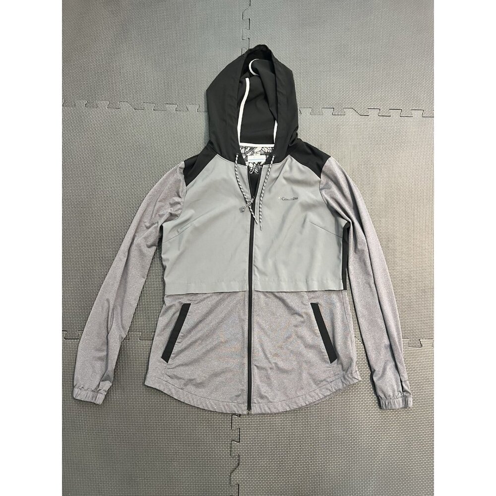 Columbia universal Hooded Softshell Jacket Gray Black Full Zip Size M
